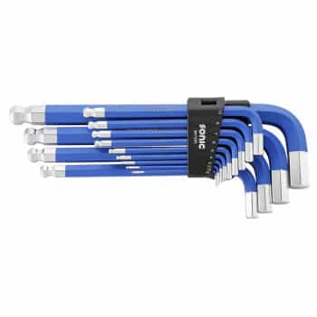 L-key set, hexagon socket with ball head with 13-dlg magnet.