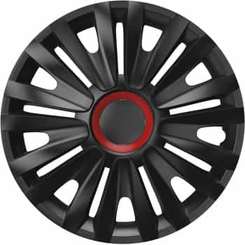 4-Piece Hubcaps Royal Red Ring Black 15 inch