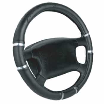 Simoni ​Racing Steering Wheel Cover Black/Chrome Artificial Leather