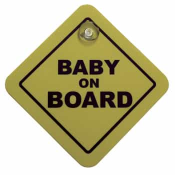 Sticker / Plate Baby On Board - yellow - 16x16cm