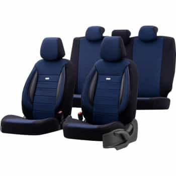 Universal Fabric Seat Cover Set 'SelectedFit Sports' Black/Blue - 11-piece - suitable for Side-A