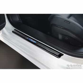 Black stainless steel door sills suitable for Peugeot 308 III 2021- 'Hybrid' - 4-piece