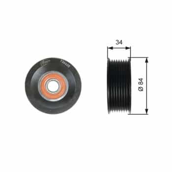 Guide roller/deflection roller, V-ribbed belt T36425 Gates