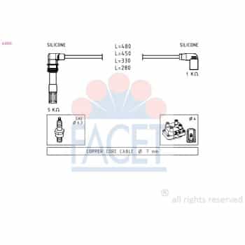 Ignition Cable Kit Made in Italy - OE Equivalent 4.9575 Facet