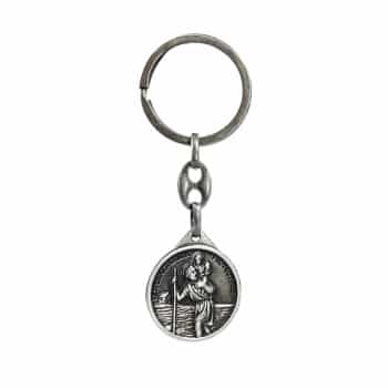 Stainless Steel Keychain - 'St.Christopher' & 'Madonna of CzÄ™stochowa' (Silver colored)
