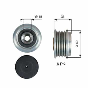 Alternator freewheel OAP7215 Gates