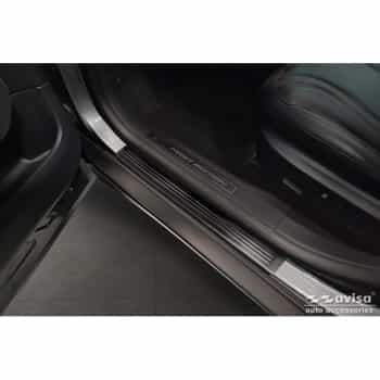 Black stainless steel door sills suitable for Ford Mustang Mach-E 2020 - 'Lines' - 4-piece