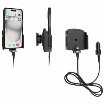 Apple iPhone 15 / 15 Pro, Active adjustable holder with 12V USB SIG plug 70-83mm