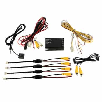 Rear view camera interface with front/side camera switch
