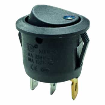Rocker switch blue on - off, 12V, 10A, 20mm, LED in blister