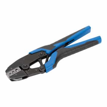 Ratchet Crimping Tool with Double Crimp for Uninsulated Cable Lugs