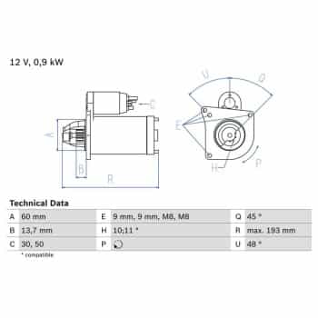 Starter 0 986 021 970 Bosch