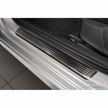 Black stainless steel door sill moldings suitable for Skoda Octavia IV Sedan/Kombi 2020- 'Lines' - 4-piece