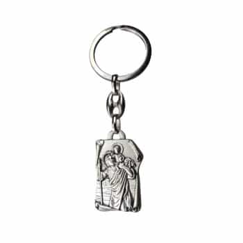 Stainless Steel Keychain - Saint Christopher & Mary (Silver colored)