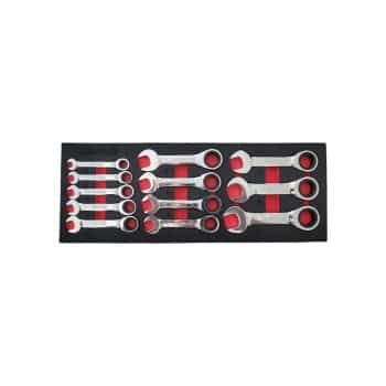 Ratchet ring wrench set extra short 8 - 19 mm 12 pcs