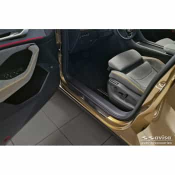 Black stainless steel door sill moldings suitable for Skoda Kodiaq II (PS7) 2024- 'Lines' - 4-piece