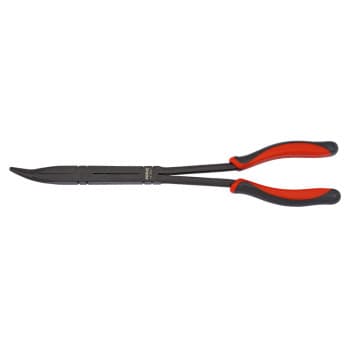 Long nose pliers with double hinge, extra long, bent 45 °