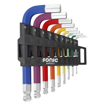 L-key set, with ball head short, with color code 9-pcs.