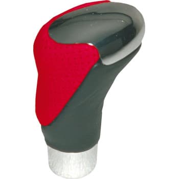Gear knob chrome/black-red leather