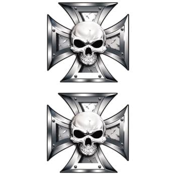Stickerset Skull + BlackEyes in IronCross - 2x 8x8cm