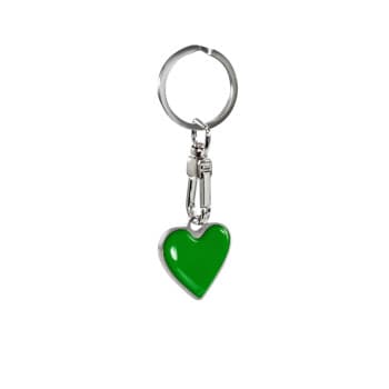 Stainless steel keyring - 'Heart' Green