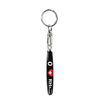 Stainless steel keyring - 'Blood Type' 0 RH+
