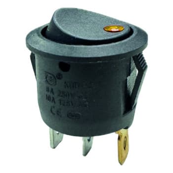 Rocker switch amber on - off, 12V, 10A, 20mm, LED in blister