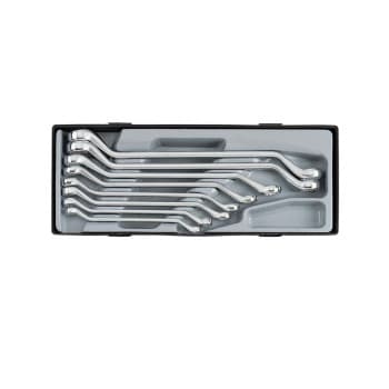 Double ring spanner set SAE 8 pieces (45° bent)