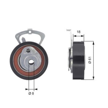 Tensioner pulley, timing belt T43078 Gates